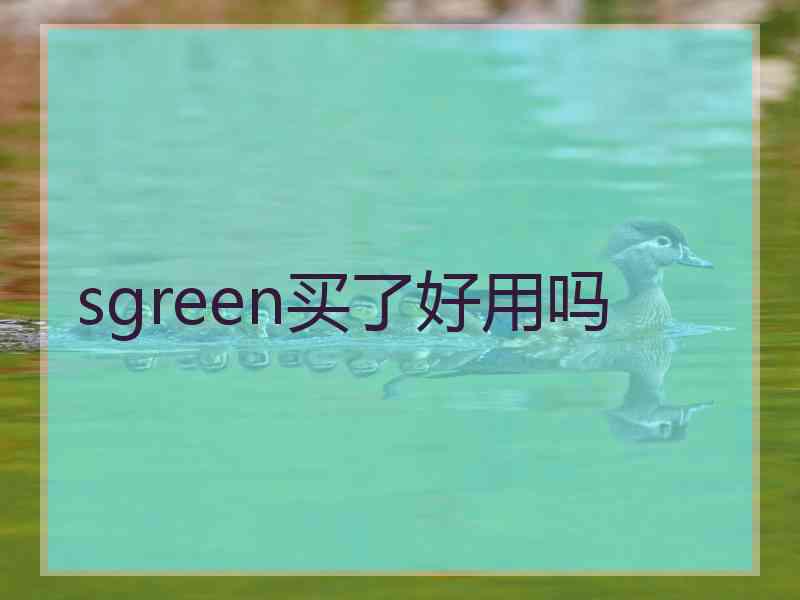 sgreen买了好用吗