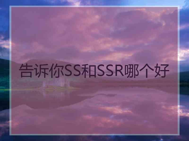 告诉你SS和SSR哪个好