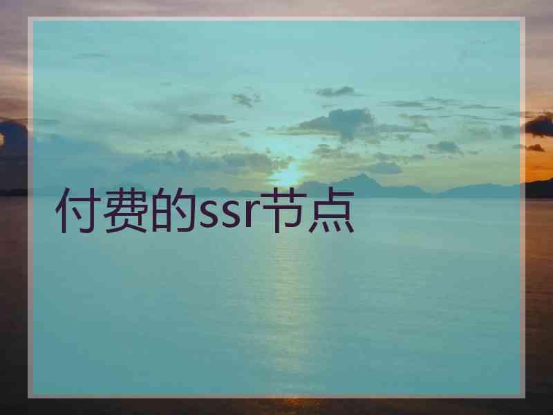 付费的ssr节点