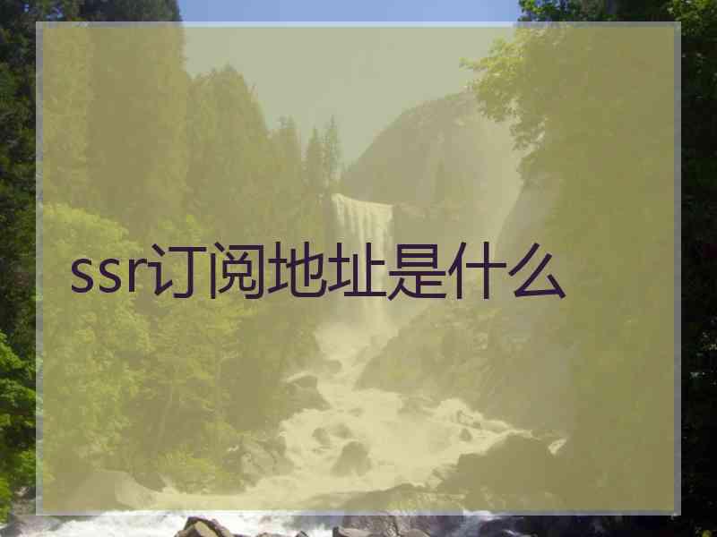 ssr订阅地址是什么