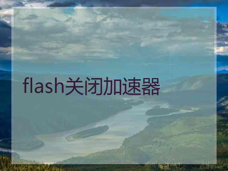 flash关闭加速器