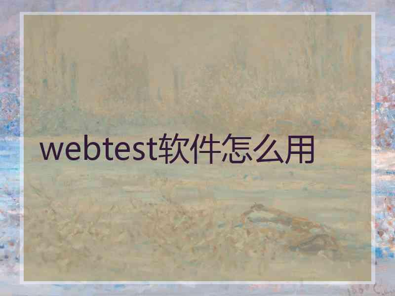 webtest软件怎么用