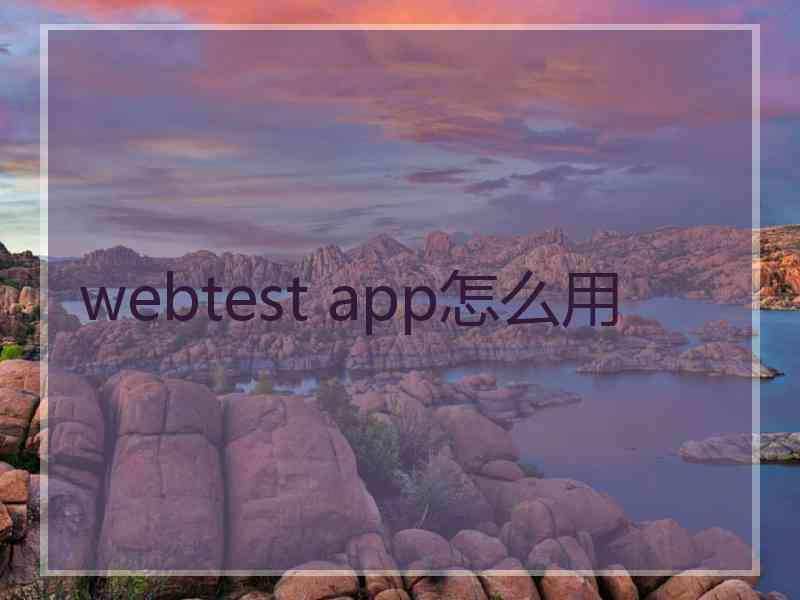 webtest app怎么用